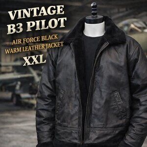 Vintage B3 Pilot Air Force Black Leather Jacket